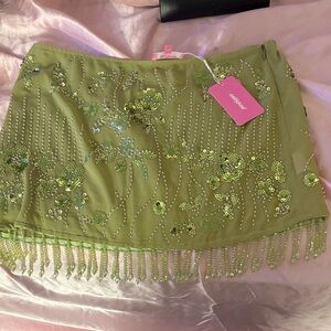 Edikted Green Sequin Embellished Skirt. NWT